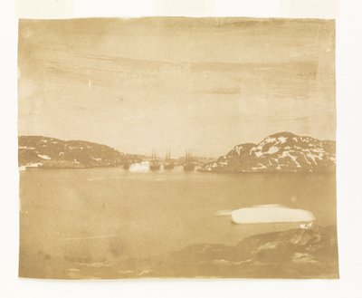 Una vista a través de una bahía hacia los barcos de búsqueda Franklin bajo el mando del capitán Belcher. de William Thomas Domville