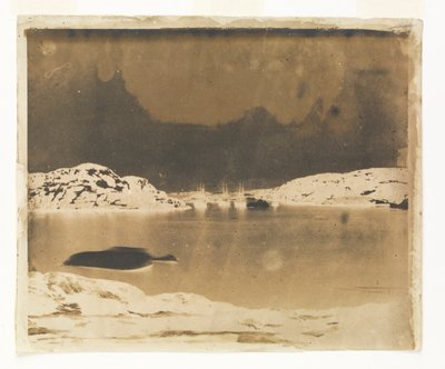 Una vista a través de una bahía hacia los barcos de búsqueda Franklin bajo el mando del capitán Belcher. de William Thomas Domville