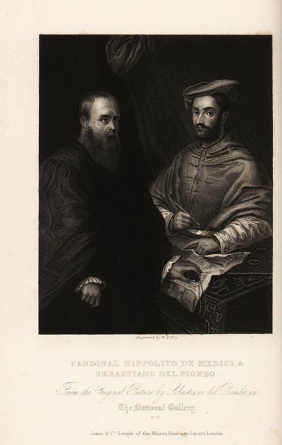 Retrato de Sebastiano del Piombo, pintor italiano del Alto Renacimiento y primeros períodos manieristas, circa 1485-1547, con el Cardenal Ippolito de