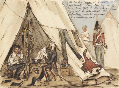 En el campamento de caballería en Devna (Joven Corneta) ¿Dime Charley, crees que en caso de que nos envíen a Sebastopol, la infantería será requerida para acompañarnos?, c.1854 de William Thomas Markham