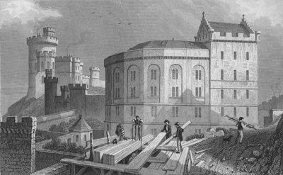Extremo Este del Bridewell, y Casa del Gobernador de la Cárcel, Edimburgo, 1829 de William Tombleson