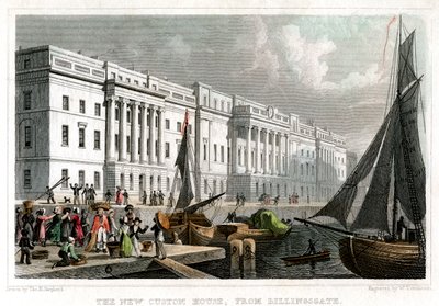 La nueva Aduana, desde Billingsgate, Ciudad de Londres, c1830 de William Tombleson