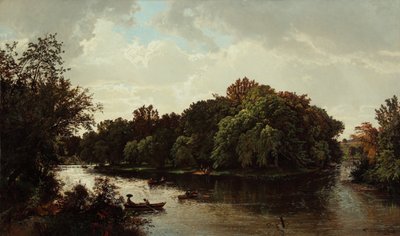 Lake Scene, Boating 1861 (Óleo sobre lienzo) de William Trost Richards