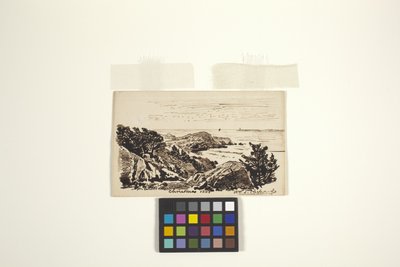 Paisaje marino (pluma y tinta sobre papel tejido crema) de William Trost Richards