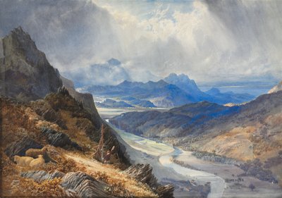 Una vista desde Moel Cynwich: mirando sobre el valle de Afon Mawddach y hacia Cader Idris de Joseph Mallord William Turner