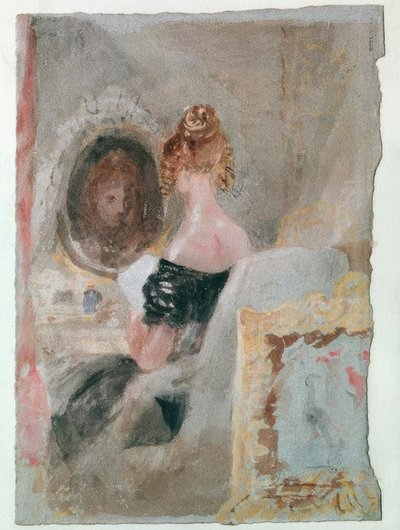 Interior en Petwoath House: Mujer frente al espejo de Joseph Mallord William Turner
