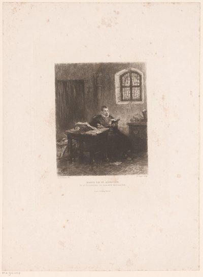 Philip van Marnix van Sint-Aldegonde en prisión Marnix van St. Aldegonde, traduciendo los salmos en prisión (título sobre objeto) de William Unger