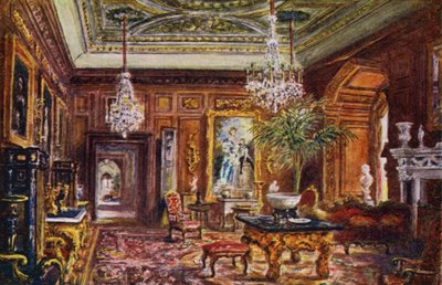 Castillo de Warwick: Cedar Drawing Room (litografia en color) de William W. Quatremain