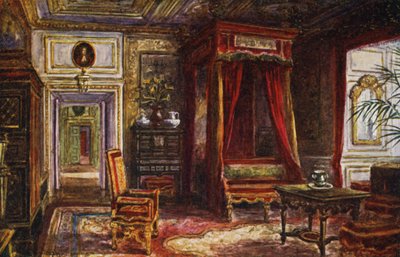 Castillo de Warwick: el dormitorio de la reina Ana (litografia en color) de William W. Quatremain