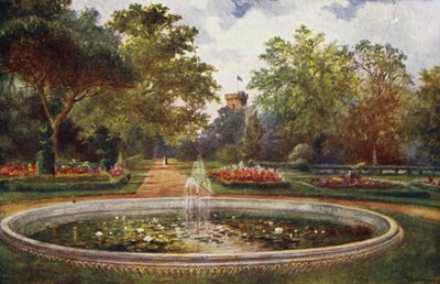 Castillo de Warwick: Terrace Walk (litografia en color) de William W. Quatremain