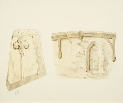Parte de una tumba y restos de una ventana en la Iglesia de St James, Bristol de William W. Wheatley