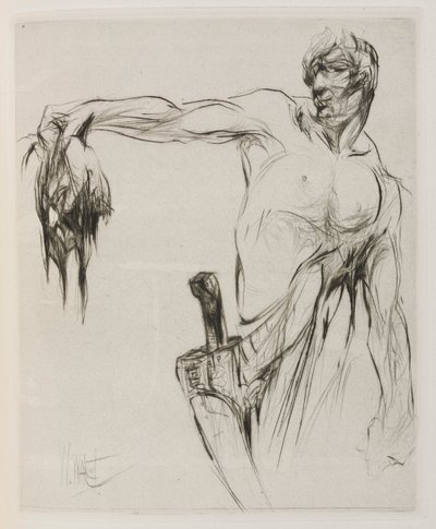 Herodías: Página 53, La cabeza entró y Mannaeus la sostuvo por el cabello, con el brazo extendido, orgulloso por los aplausos. de William Walcot