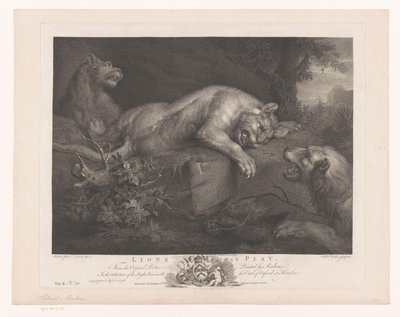 Drie spelende leeuwen Leones en juego (título en objeto) Schilderijen uit The Houghton Gallery (título de la serie) The Houghton Gallery (título de la serie) de William Walker