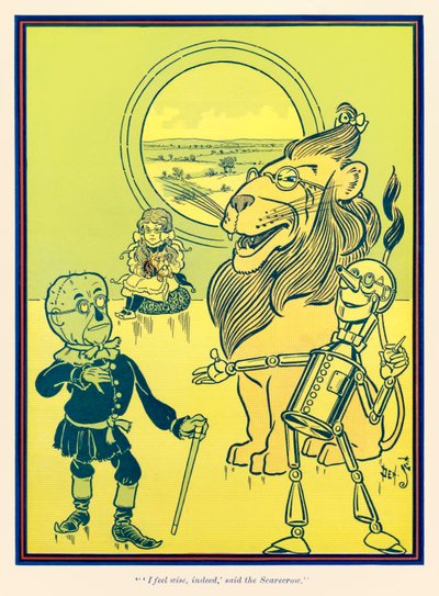 "Me siento sabio, de hecho," dijo el espantapájaros. de "El maravilloso mago de Oz" por L. Frank Baum de William Wallace Denslow