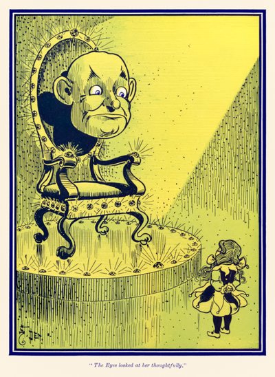 "Los ojos la miraron pensativamente." de "El maravilloso mago de Oz" por L. Frank Baum de William Wallace Denslow