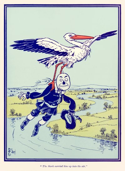 “La cigüeña lo llevó al aire” de “El maravilloso mago de Oz” de L. Frank Baum de William Wallace Denslow