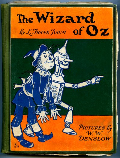 El maravilloso mago de Oz - El mago de Oz: portada de una antigua edición (entre 1905 y 1920) ilustrada por Denslow, William Wallace (1856-1915) del libro de Frank Baum (1856-1919) - el espantapájaros y el hombre de hojalata - colección privada de William Wallace Denslow