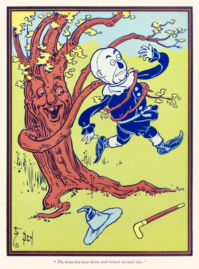 "Las ramas se doblaron y se enredaron a su alrededor." de "El maravilloso mago de Oz" por L. Frank Baum de William Wallace Denslow