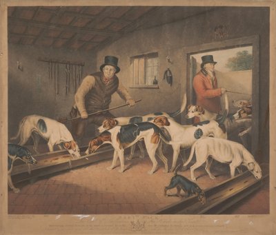 Caza del zorro: jauría de Raby / Los foxhounds del conde de Darlington en su perrera de William Ward