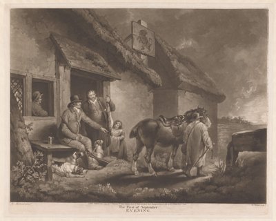 Cazadores y perros de caza con su botín en una posada El Primero de Septiembre, Tarde (título sobre el objeto) de William Ward