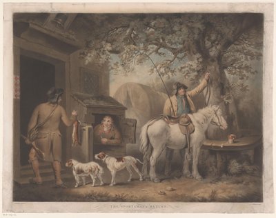 Hombres y zapatero frente a una posada. El regreso del deportista (título sobre el objeto) de William Ward