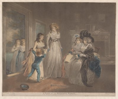 Madre visita a su hija en el internado Una visita al internado (título sobre el objeto) de William Ward
