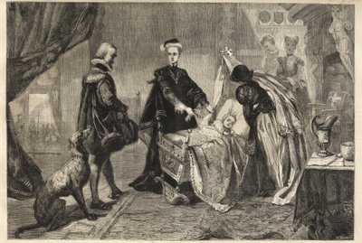 La reina María dejando el Castillo de Stirling - María Estuardo (María I de Escocia) frente a la cuna de su hijo (Jacobo Estuardo, Jacobo VI y I) de William Ward