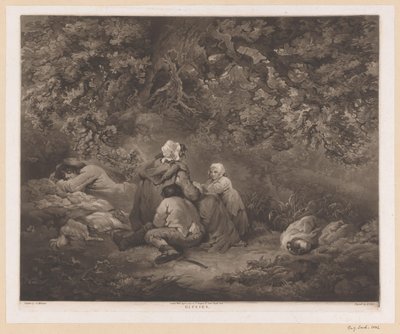 Familia descansando en un bosque Yeso (título sobre objeto) de William Ward