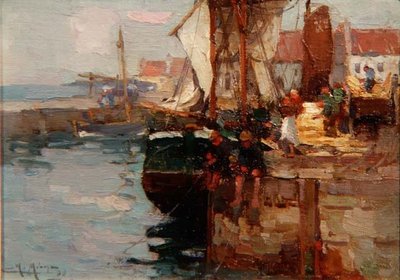 Pescando en el muelle de William Watt Milne