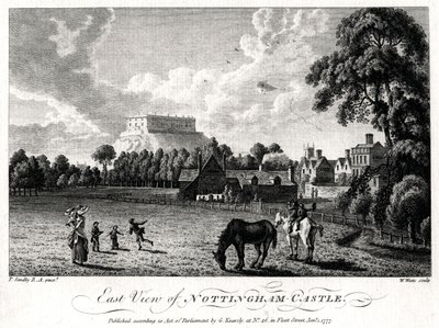 Vista Este del Castillo de Nottingham, Nottinghamshire, 1777 de William Watts
