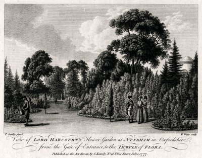 Vista del jardín de flores de Lord Harcourt en Nuneham en Oxfordshire, 1777 de William Watts