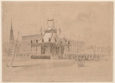 Edificio construido para la recepción del cuerpo del Presidente en Cleveland LCCN2004661243 de William Waud