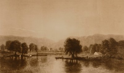 (Escena de agua y ganado) de William Wellstood