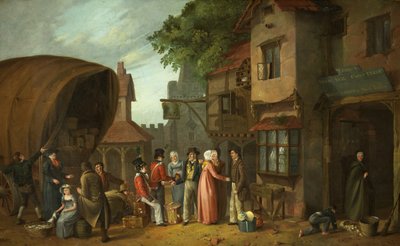 Escena fuera de una posada, quizás en Congresbury, Somerset de William West
