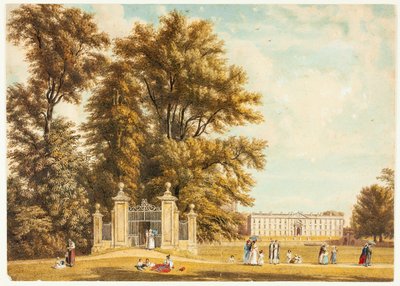 Entrada a la avenida desde Clare Hall Piece, Cambridge de William Westall