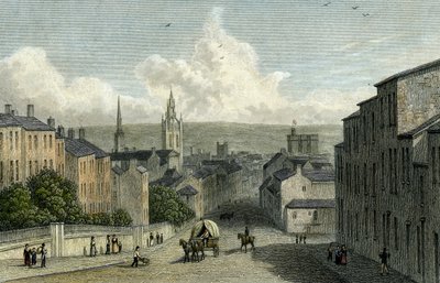 Newcastle desde Westgate Hill, grabado por Edward Finden, 1830 de William Westall