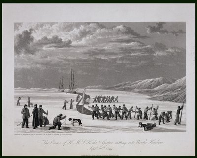 Las Tripulaciones del H.M.S. Hecla y Griper cortando en el Puerto de Invierno, 26 de septiembre de 1819, de 
