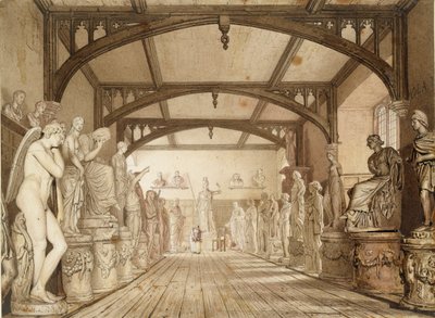 La galería de esculturas en las Escuelas de Examinación, Oxford, 1813 de William Westall