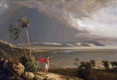 Vista de Malay Bay, en la isla de Pobassoo (Australia), en febrero de 1803. Óleo sobre lienzo, principios del siglo XIX, de William Westall (1781-1850). de William Westall