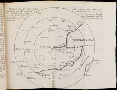 Mapa del sudeste de Inglaterra de William Whiston