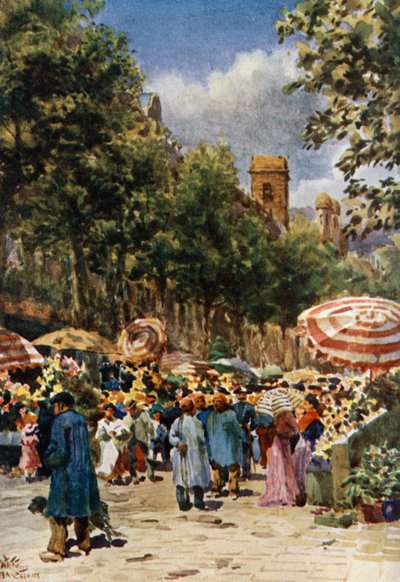 Barcelona, la Rambla (litografía en color) de William Wiehe Collins