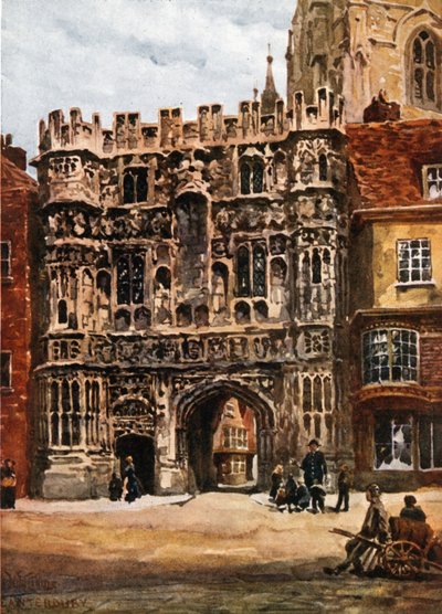 Canterbury, Christchurch Gateway (litografía en color) de William Wiehe Collins