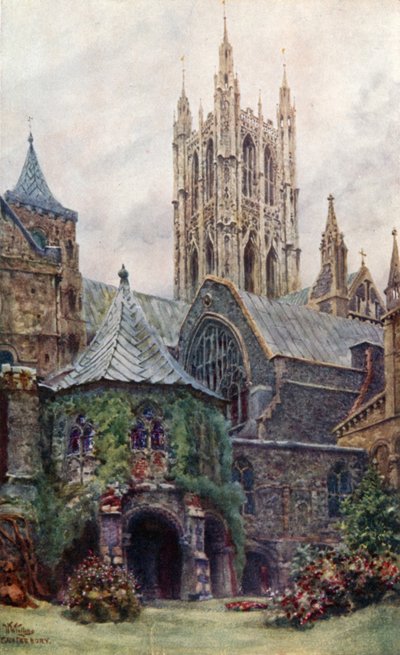 Canterbury, el Baptisterio y la Sala Capitular (litografía en color) de William Wiehe Collins