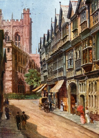 Chester, St. Werburgh Street (litografía en color) de William Wiehe Collins