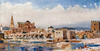Córdoba, el Puente (litografía en color) de William Wiehe Collins