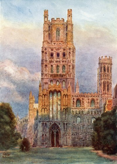 Ely, desde la fachada oeste (litografía en color) de William Wiehe Collins