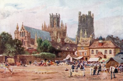 Ely, la plaza del mercado (litografía en color) de William Wiehe Collins
