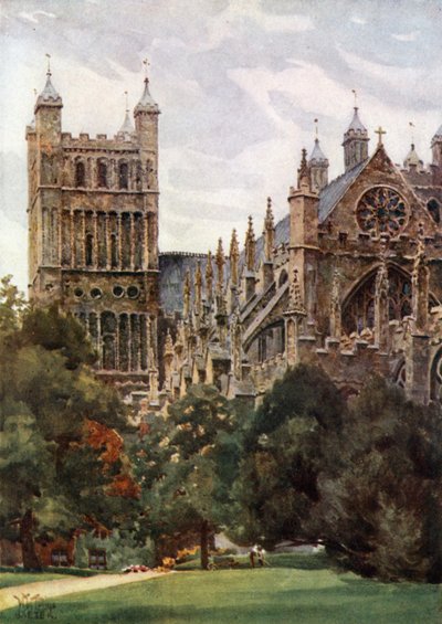 Exeter desde los Jardines del Palacio (litografía en color) de William Wiehe Collins
