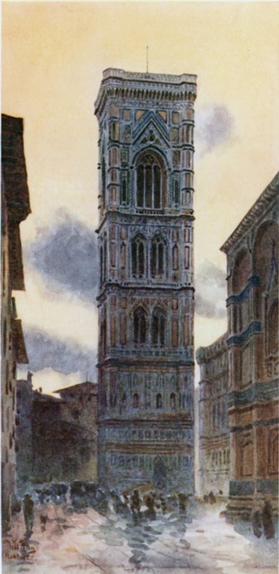 Florencia. El Campanile (litografía en color) de William Wiehe Collins