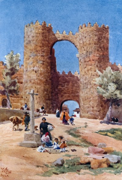 Puerta de Ávila, Puerta de San Vicente (litografía en color) de William Wiehe Collins